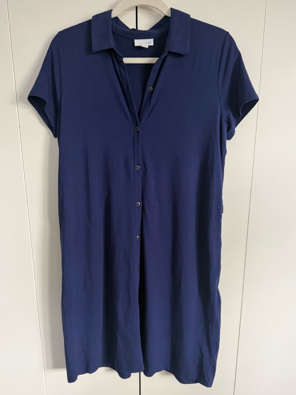 J.Jill Navy Button-Front Shirt Dress